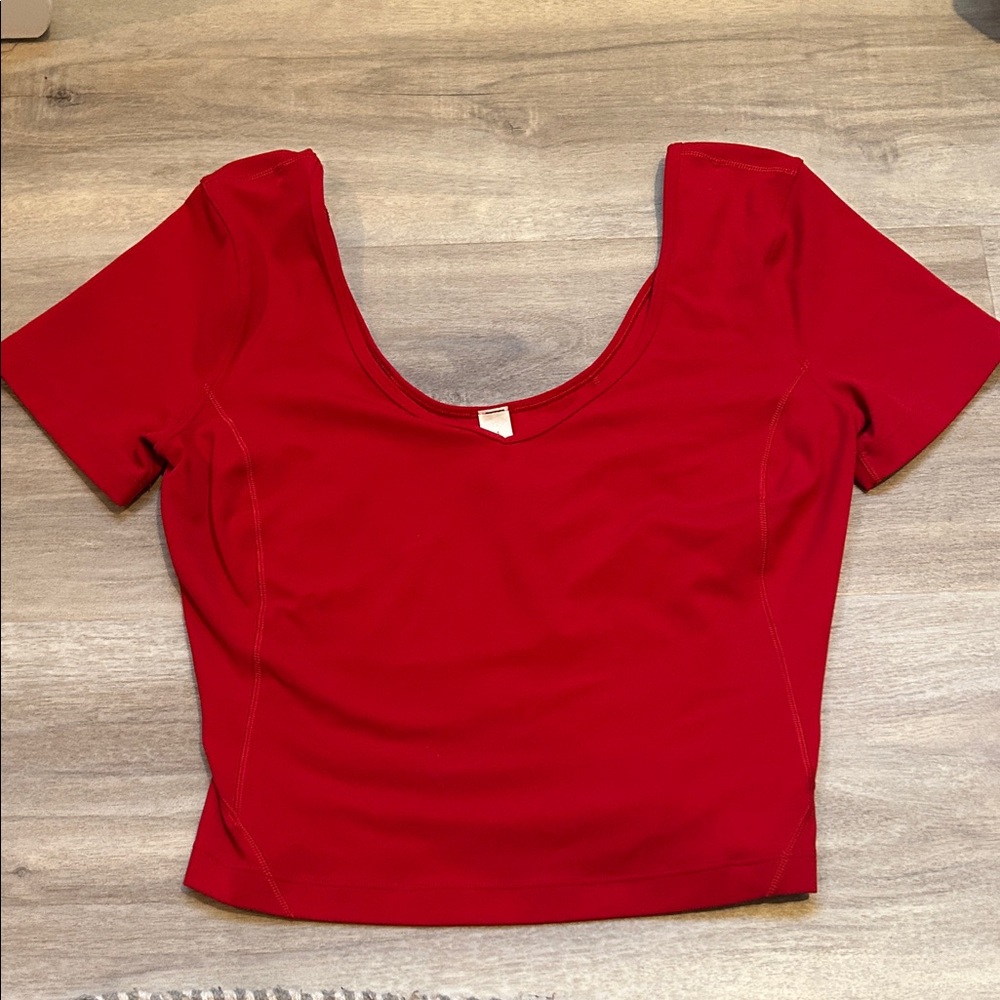 Lululemon Athletica Red Scoop Neck Blouse